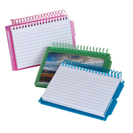 Spiral Index Cards with Poly Covers, 3" x 5", Assorted