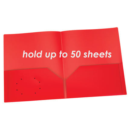 Poly Two Pocket Portfolio, Red, Pack of 25