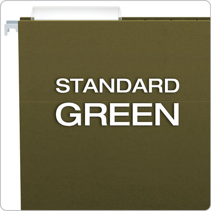 Recycled Hanging File Folders, 1/3 Cut, Standard Green, 25 Per Box