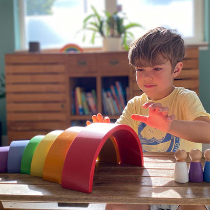Willie's Rainbow World Wooden Arches And Peg Dolls Set With Book
