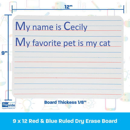 4pk 2sided 9x12 Ruled/dry Erase
