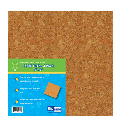 Cork Tiles, 6" x 6", Set of 4