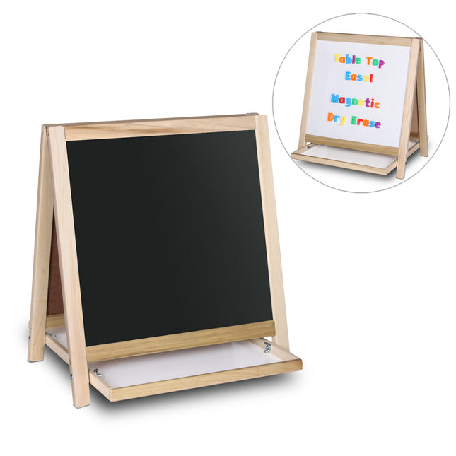 Magnetic Table Top Easel White Dry Erase/Black Chalkboard