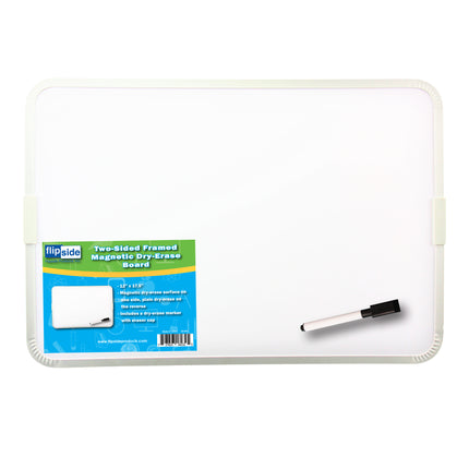 Two-Sided Aluminum Framed, Magnetic Dry Erase Board w/Pen, 12" x 17.5"
