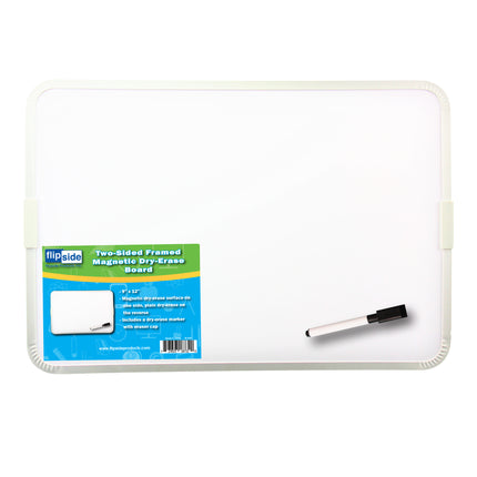Two-Sided Aluminum Framed, Magnetic Dry Erase Board w/Pen, 9" x 12"