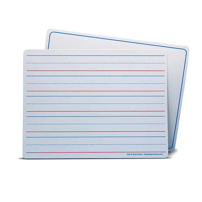 Dry Erase Learning Mat, Two-Sided Red & Blue Ruled/Plain, 9" x 12"