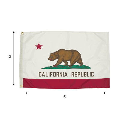 Durawavez Nylon Outdoor Flag with Heading & Grommets, California, 3ft x 5ft