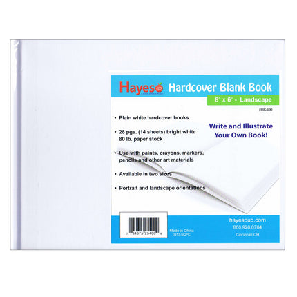 Plain White Blank Hardcover Book, 8" x 6"