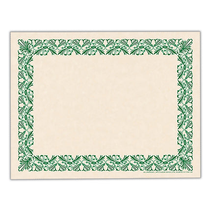Art Deco Set -Green Border Paper, Plain Folders, Gold Seals