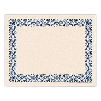 Art Deco Set - Blue Border Paper, Plain Folders, Gold Seals