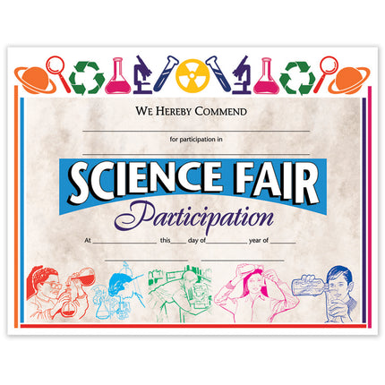 Science Fair Participation Award, 8.5" x 11", Pack of 30