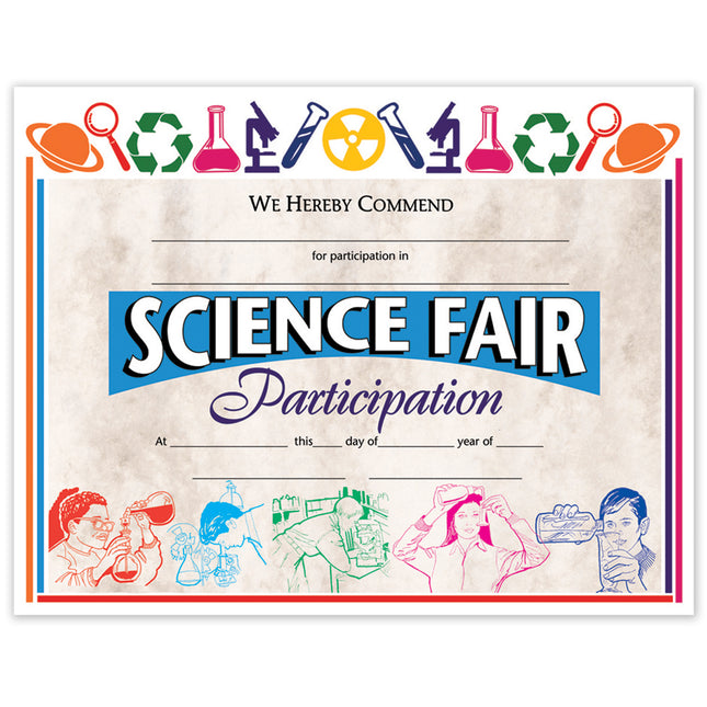Science Fair Participation Award, 8.5" x 11", Pack of 30
