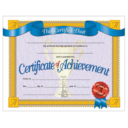 Certificate of Achievement, 8.5" x 11", Pack of 30