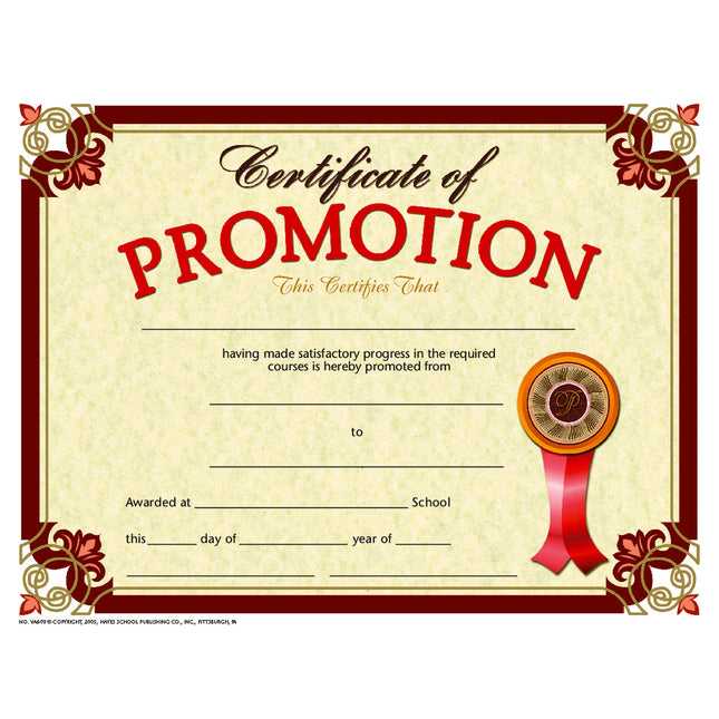 Certificate of Promotion, Pack of 30, 8.5" x 11"