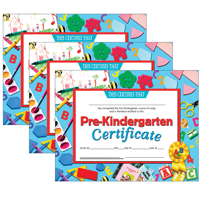 Pre-Kindergarten Certificate, 8.5" x 11", 30 Per Pack, 3 Packs