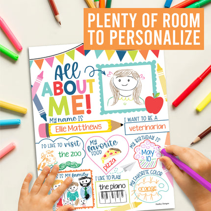 Colorful Star Student Read All About Me Posters, Set of 20