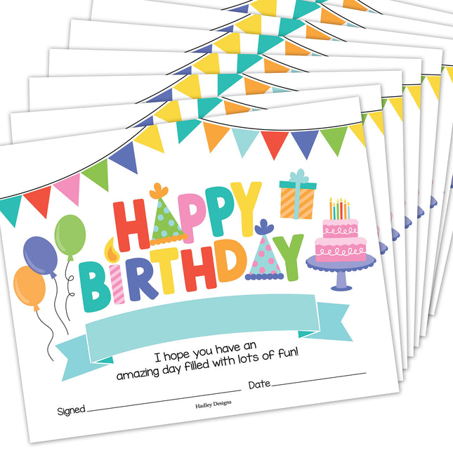 Colorful Birthday Certificates 25ct
