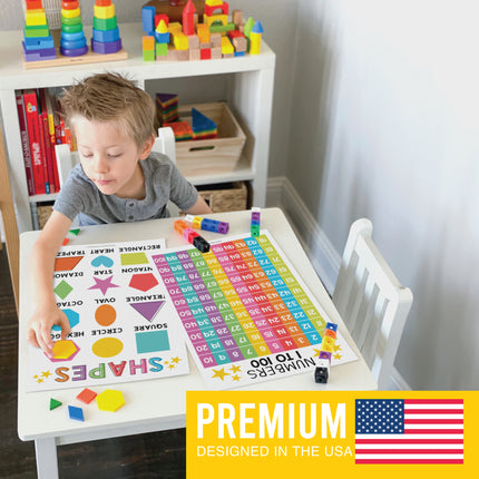 Colorful Preschool Educational Laminated Posters For Toddlers, Set of 16