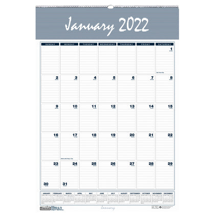 Recycled Monthly Wall Calendar Bar Harbor, 12" x 17"