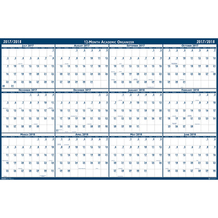 Laminated Wipe Off Wall Academic Calendar, Reversible, 18" x 24"