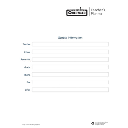Teacher's Planner, 45 Weeks, Blue, 8-1/2" x 11"