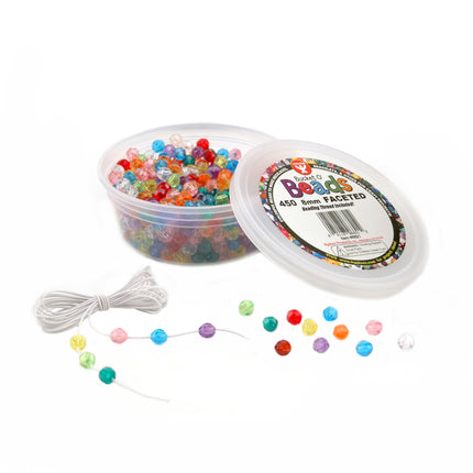 Bucket O’ Beads, Faceted, Translucent Assorted, Pack of 450