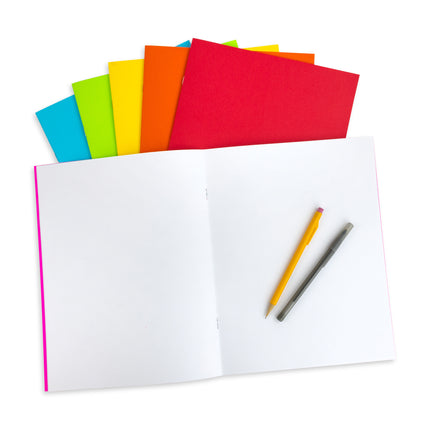 Bright Blank Books, Assorted Colors, 8.5" x 11", Pack of 6
