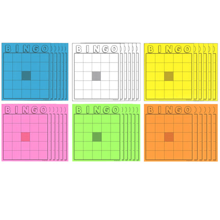 Blank Bingo Cards, Assorted Colors, Pack of 36