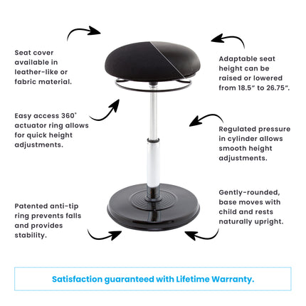 Office PLUS Sit-Stand Adjustable Chair 21.5-32", Black