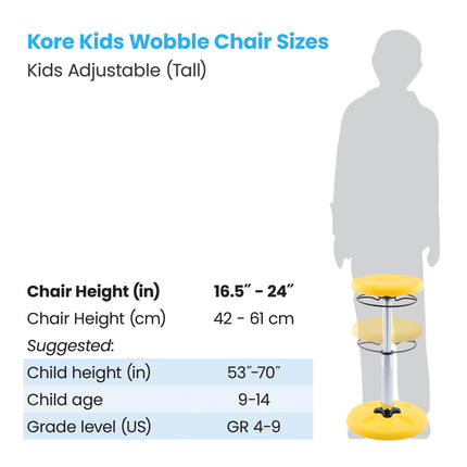 Kids Adjustable Tall Wobble Chair 16.5-24", Yellow