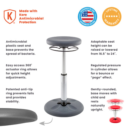 Kids Adjustable Tall Wobble Chair 16.5-24", Grey
