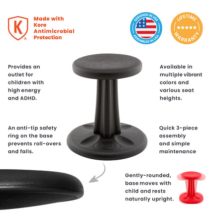 Kids Wobble Chair 14", Black