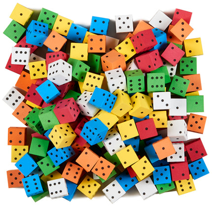 Foam Spot Dice, Assorted Color, 16mm, Bag of 200