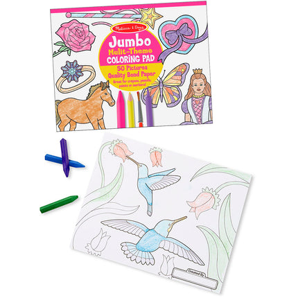 Jumbo 50-Page Kids' Coloring Pad - Horses, Hearts, Flowers, and More