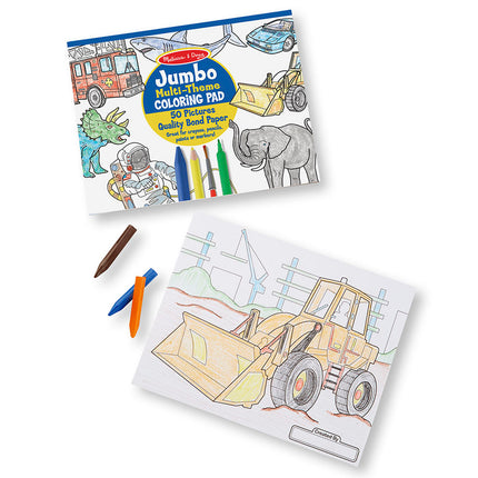 Jumbo 50-Page Kids' Coloring Pad - Space, Sharks, Sports, and More