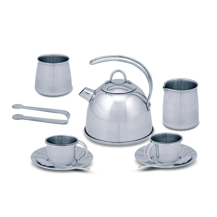 Stainless Steel Tea Set and Storage Stand, 11 Pieces