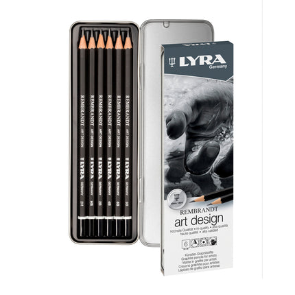 Art Design Graphite Pencil Set Tin Rembrandt Assorted 6ct