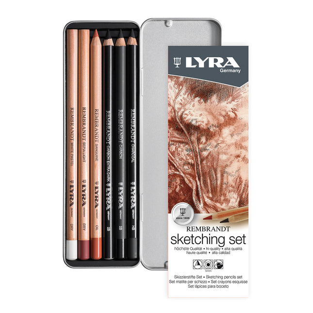 Sketching Pencil Tin 6ct Asst Color Rembrandt
