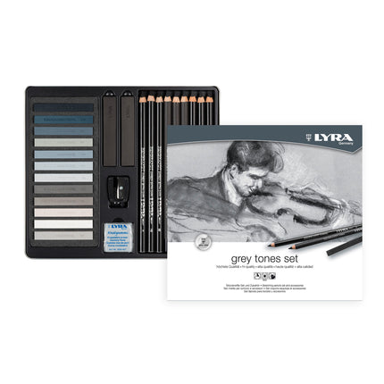 Gray Tones Sketching Set Tin, Artist Pencils & Pastels, Assorted Colors