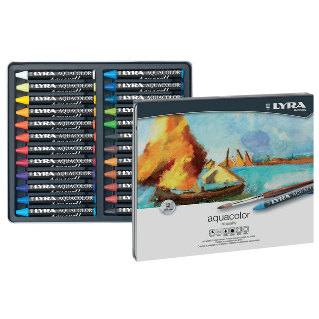 Aquacolor Water Soluble Crayon Pastels Set Tin, Assorted Colors