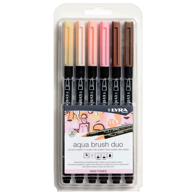 Aqua Brush Duo Markers 6ct Natural & Tan Assorted