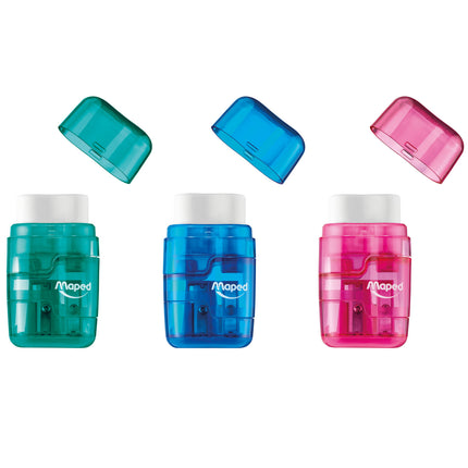 Connect DUO 2 Hole Sharpener / Eraser Combo, Assorted Colors