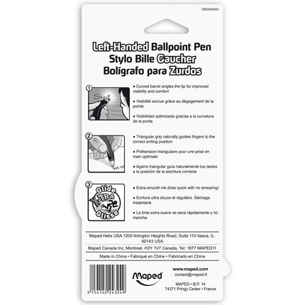 Visio Left-Handed Pen, Assorted Colors, Pack of 3