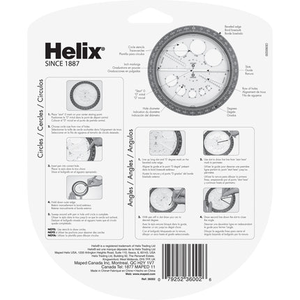 Angle & Circle Maker with Integrated Circle Templates, 360 Degree, 6 Inch/15cm, Assorted Colors