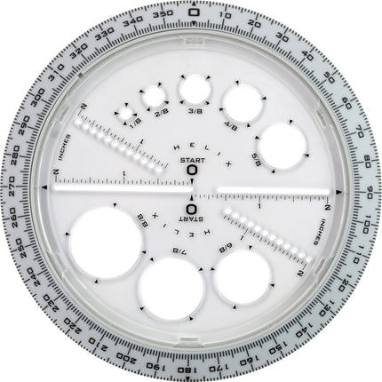 Angle & Circle Maker with Integrated Circle Templates, 360 Degree, 6 Inch/15cm, Assorted Colors