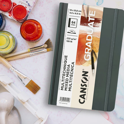 Mixed Media Art Book 5.5x8.5 Naturl Canson Graduate 32 Sheets Hard
