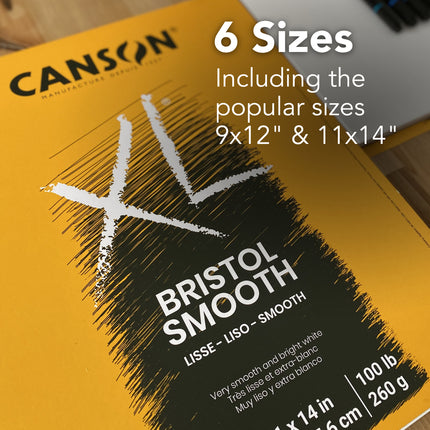 Xl Bristol Pad Smooth Fold 9x12in Canson 25 Sheets