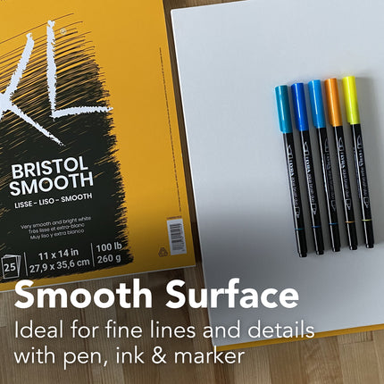 Xl Bristol Pad Smooth Fold 11x14in Canson 25 Sheets