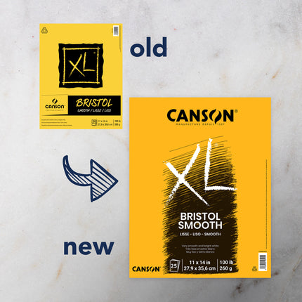 Xl Bristol Pad Smooth Fold 11x14in Canson 25 Sheets