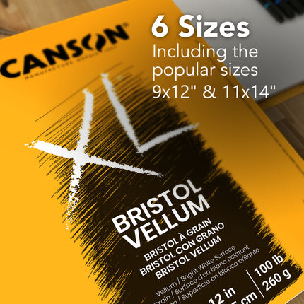 Xl Bristol Pad Vellum Fold 11x14in Canson 25 Sheets
